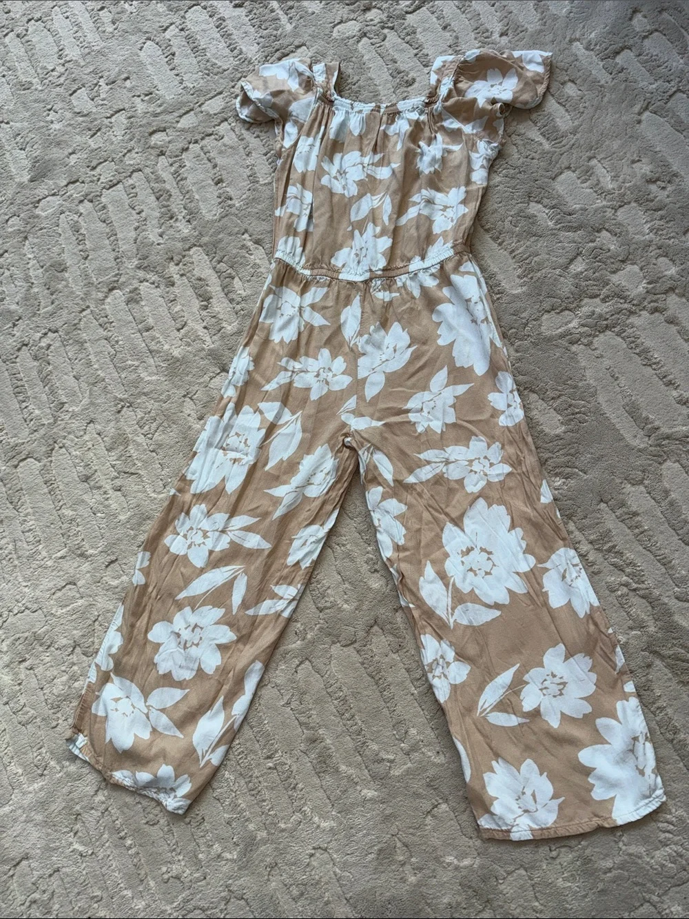 Carter's Beige Jumpsuit with White Floral Print 10 super soft viscose